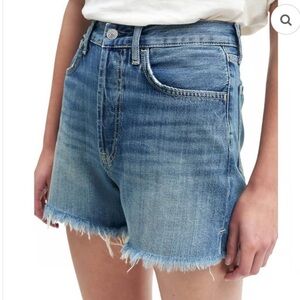 NWT 7 For All Mankind The Ruby Blue Jean Shorts Distressed Hem